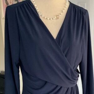 Ralph Lauren Elegant Navy Blue Wrap Dress